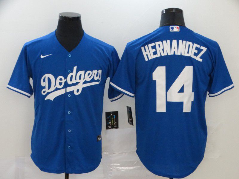 Men Los Angeles Dodgers #14 Hernandez Blue Nike Game MLB Jerseys